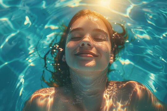 Woman Floating in Water - Powered by Adobe