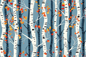 pattern with leaves and trees