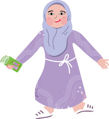 Muslim girl getting Angpao