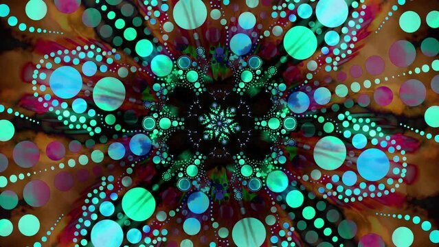 Rotating Green Mandalas with Inner Smoke Effects Animation Loop