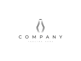 minimal pottery vase craft logo design