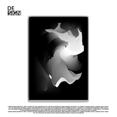 Fluid black and white abstract poster, suitable for use as a complement to graphic design