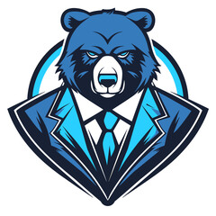 Male businessman bear in a suit esport vector logotype, bear logo, bear icon, bear sticker, bear symbol, bear emblem