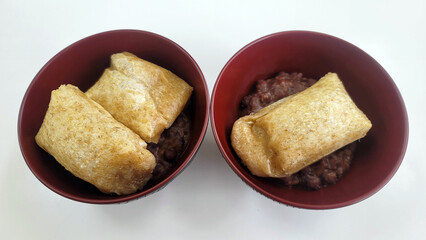 あんころ餅・ぜんざい・おしるこ・玄米餅・あんこ・小豆・お椀／Anko mochi, zenzai, oshiruko, brown rice mochi, red bean paste, red beans, bowl／앙코로 떡, 젠자이, 오시 루코, 현미 떡, 안코, 팥, 그릇
