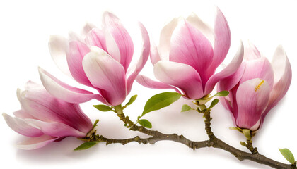 Pink magnolias isolated on white background, cut out
