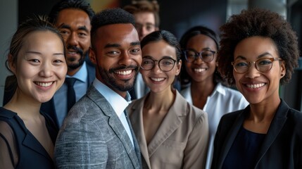 Group of happy multiethnic businessmen and women