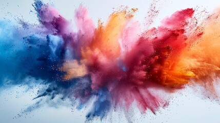 Abstract art colored powder on white background. Holy	
