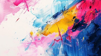 Abstract colorful oil painting on canvas texture background. Closeup of acrylic paint strokes on canvas.	

