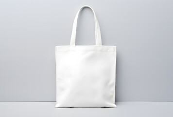 White pure cotton tote bag shopper design mockup isolated on white background - obrazy, fototapety, plakaty