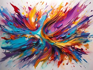 dynamic abstract painting where a kaleidoscope of random colors are masterfully combined, creating a visually stunning composition that challenges the viewer's perception