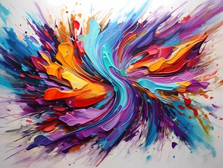 dynamic abstract painting where a kaleidoscope of random colors are masterfully combined, creating a visually stunning composition that challenges the viewer's perception