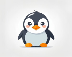 Obraz premium Simple flat illustration of a cute penguin on a white background