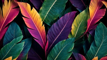 Zesty tropical foliage unite in an artistic digital wallpaper display 