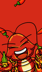 Original hand drawn cartoon delicious crayfish illustration poster material
