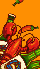 Original hand drawn cartoon delicious crayfish illustration poster material
