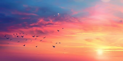 Foto op Plexiglas Abstract lovely, calm, summertime morning sky. Generative Ai © Planum