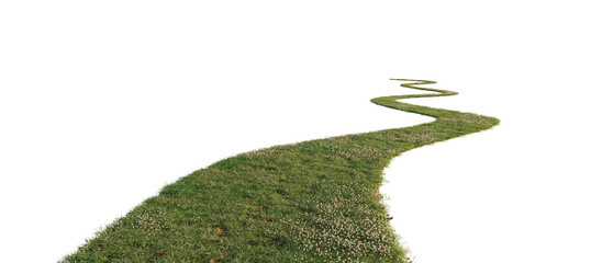 Grass path isolated on transparent background. 3D rendering.	
