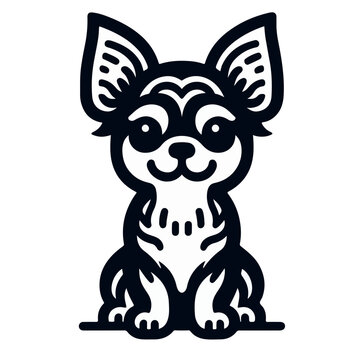 Chihuahua small dog vector icons and silhouettes. illustrations logo icon sticker tattoo.