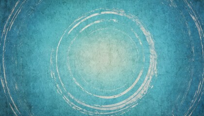 blue background with white circle rings in faded distressed vintage grunge texture design, old geometric pattern paper