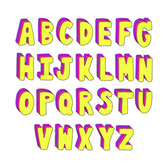 Hand drawn alphabet with rainbow patterns - 754193366