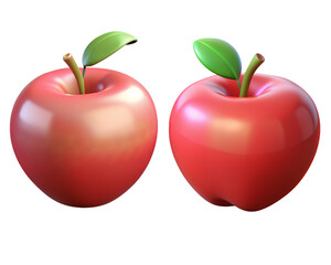 Set of apples Isolated on a transparent background, fresh and juicy fruit realistic render.