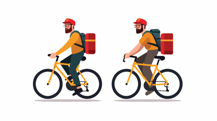Courier bicycle delivery man with parcel.