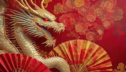 High-quality photo .2024 Chinese New Year Banner- Abstract Art with Oriental Dragon 