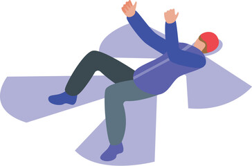 Kid snow angel icon isometric vector. Person outside. Frosty break enjoy