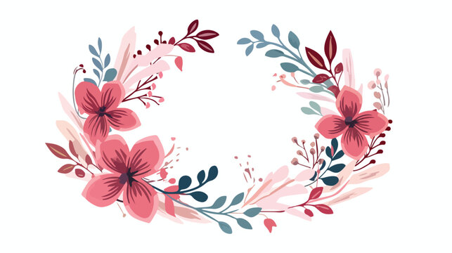Hand drawn Doodle Floral Wreath