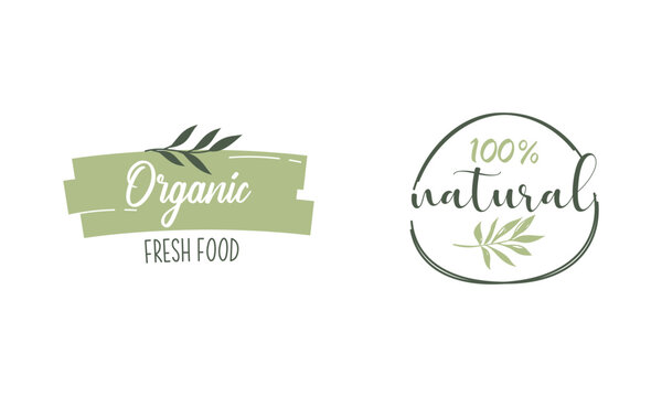 Organic food, farm fresh and natural products, elements collection for food market, organic products
