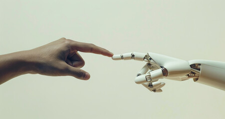 Human index finger and AI index finger touch each other