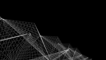 Abstract architectural design 3d drawing