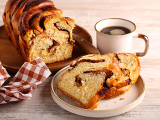 Chocolate babka bread, sliced