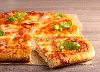Fresh homemade rectangle pizza
