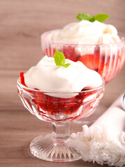 strawberry with whipped cream