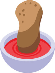 Crispy wings with sauce icon isometric vector. Menu bowl food. Restaurant food