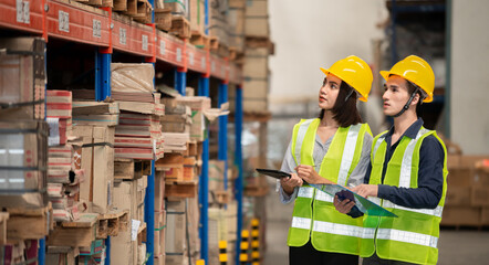 Warehouse worker working together in warehouse