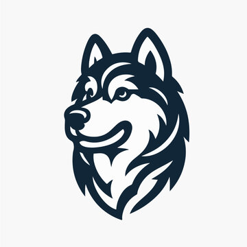 Vector wolf Siberian Husky logo icon tattoo sticker.