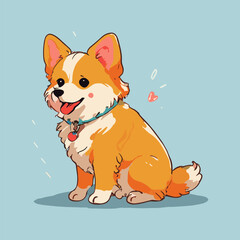 Adorable corgi dog in a vector art, with a happy expression.