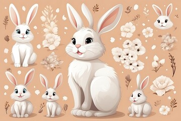 set of easter rabbits