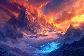 Schilderijen op glas Majestic Mountain Range With Foreground Lava © Jorge Ferreiro