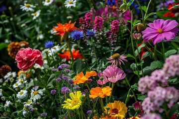 Obraz na płótnie Canvas Vibrant Field of Colorful Flowers