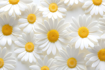 Beautiful daisies on a white background. Generative AI