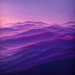 Purple hills ripple in a surreal twilight gradient sky 