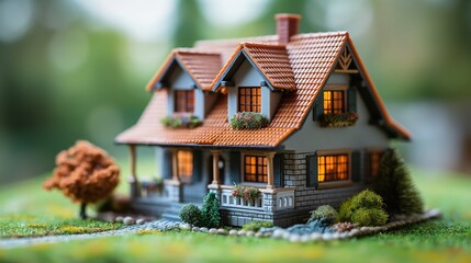 Obraz na płótnie Canvas close up dream house, model house ,rural countryside rustic style, Generative Ai