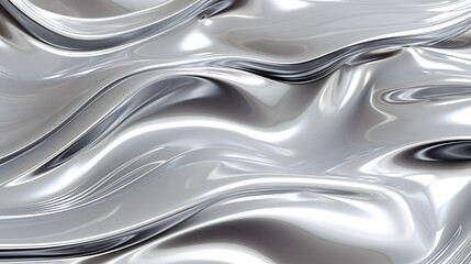 Glossy silver chrome metal fluid effect background