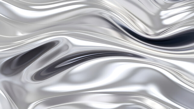 Glossy silver chrome metal fluid effect background