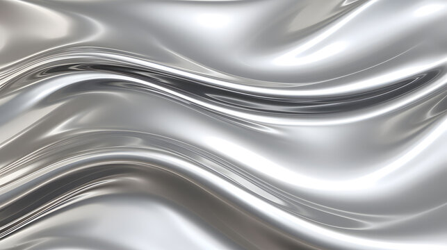 Glossy silver chrome metal fluid effect background