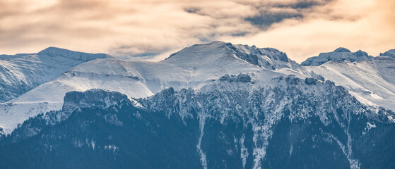 Scenic landscape of Bucegi mountains in the Romanian Carpathians