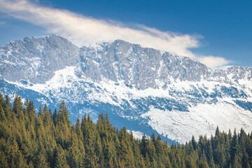 Scenic landscape of Bucegi mountains in the Romanian Carpathians